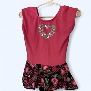 Pink and black leotard w heart design 4-5 Jacques Moret